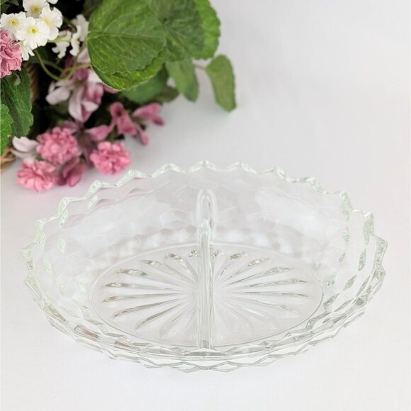 Vintage Indiana Glass Whitehall 10" Oval Two-Part Divided Vegetable Dish Retro - Picture 2 of 6
